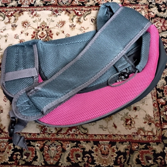 PET SLING - NEW / LARGE / PINK - Dog Cat Carrier Bag Mesh Leather Shoulder Strap - Picture 5 of 6